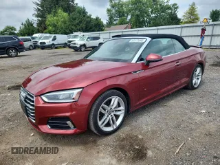 2019 Audi A5 Cabriolet Premium Plus with VIN WAUYNGF56KN001396, listed as a Copart auction lot 63572695 with 97,484 mi miles and Salvage title. Bid and sale history available at DreamBid. Image 1.