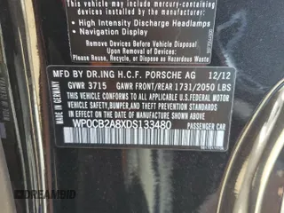 2013 Porsche Boxster S with VIN WP0CB2A8XDS133480, listed as a Copart auction lot 70601174 with 45,638 mi miles and Salvage Title. Bid and sale history available at carsss.com. Image 12.