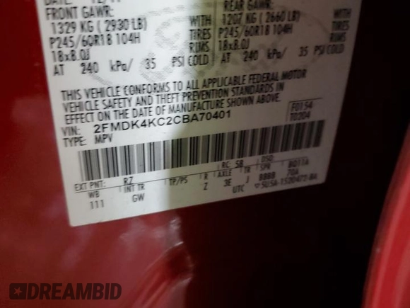 2012 Ford Edge Limited with VIN 2FMDK4KC2CBA70401, listed as a Copart auction lot 53292165 with 144,186 mi miles and Salvage Title. Bid and sale history available at carsss.com. Image 15.