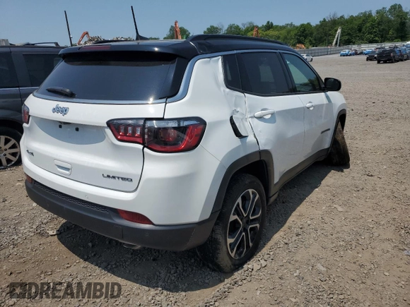 2023 Jeep Compass Limited z VIN 3C4NJDCNXPT567573, wystawiony jako Copart lot #59414545 z przebiegiem 13 504 mil mil oraz Szkoda całkowita • Salvage title. Historia ofert i sprzedaży dostępna na DreamBid. Obrazek 3.