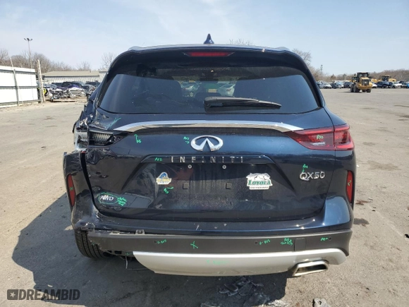 2024 Infiniti QX50 LUXE with VIN 3PCAJ5BB2RF114609, listed as a Copart auction lot 48414935 with 5,776 mi miles and Salvage Title. Bid and sale history available at carsss.com. Image 6.