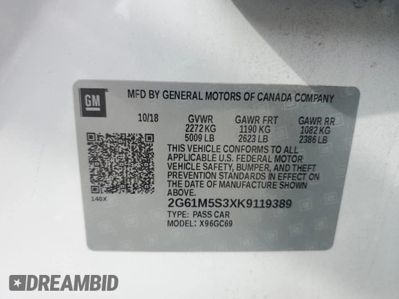 2019 Cadillac XTS Luxury with VIN 2G61M5S3XK9119389, listed as a Copart auction lot 45212585 with 106,566 mi miles and Salvage Title. Bid and sale history available at DreamBid. Image 12.