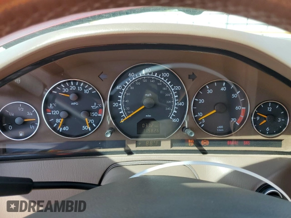 2001 Mercedes-Benz SL 500 with VIN WDBFA68F51F197134, listed as a Copart auction lot 55603755 with 115,826 mi miles and Salvage title. Bid and sale history available at DreamBid. Image 9.