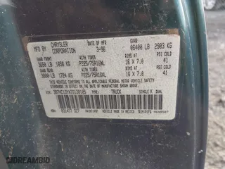1996 Dodge Ram 1500 with VIN 3B7HC13YXTG158105, listed as a IAAI auction lot 41983648 with 204,721 mi miles. Bid and sale history available at carsss.com. Image 9.