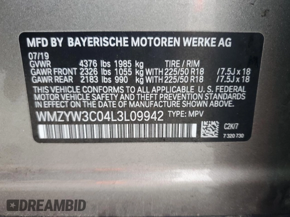2020 MINI Countryman Oxford Edition with VIN WMZYW3C04L3L09942, listed as a Copart auction lot 72109414 with 86,155 mi miles and Salvage Title. Bid and sale history available at carsss.com. Image 14.
