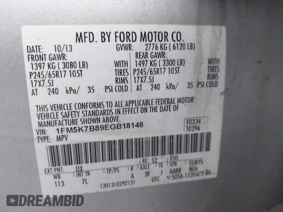 2014 Ford Explorer с VIN 1FM5K7B89EGB18148, выставлен на аукционе IAAI как лот 42386023 с пробегом 205 188 миль миль и . История ставок и продаж доступна на DreamBid. Изображение 9.