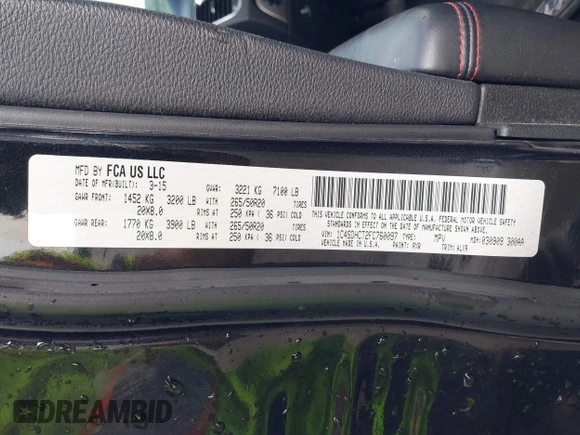 2015 Dodge Durango R/T with VIN 1C4SDHCT2FC760097, listed as a IAAI auction lot 41398292 with 177,356 mi miles and . Bid and sale history available at DreamBid. Image 9.