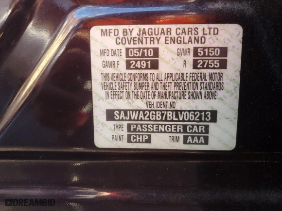 2011 Jaguar XJ with VIN SAJWA2GB7BLV06213, listed as a Copart auction lot 82365024 with NaN miles and Salvage Title. Bid and sale history available at carsss.com. Image 15.