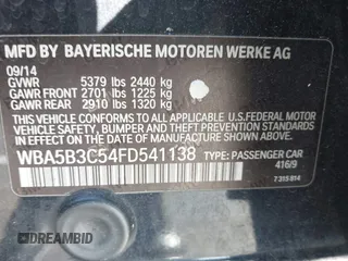 2015 BMW 5 Series 535i xDrive with VIN WBA5B3C54FD541138, listed as a IAAI auction lot 42043269 with 172,714 mi miles. Bid and sale history available at carsss.com. Image 9.