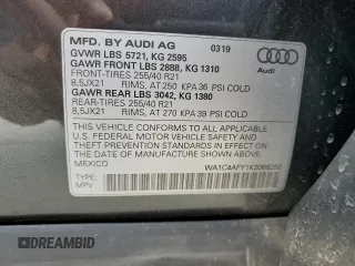 2019 Audi SQ5 Prestige with VIN WA1C4AFY1K2088255, listed as a Copart auction lot 80558084 with 42,035 mi miles and Salvage Title. Bid and sale history available at DreamBid. Image 13.