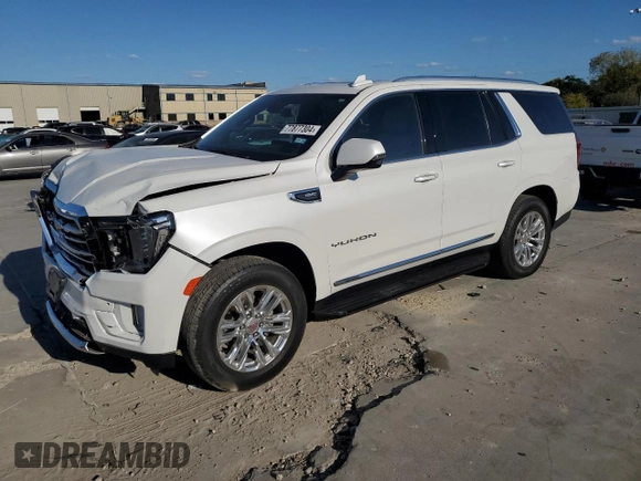 2022 GMC Yukon SLT with VIN 1GKS1BKD1NR259041, listed as a Copart auction lot 77877304 with 27,772 mi miles and Salvage Title. Bid and sale history available at carsss.com. Image 1.