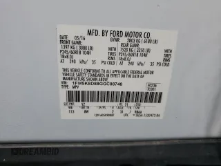 2016 Ford Explorer XLT with VIN 1FM5K8D88GGC88748, listed as a Copart auction lot 70815564 with 133,304 mi miles and Salvage Title. Bid and sale history available at DreamBid. Image 13.