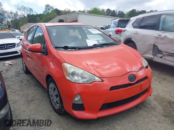 2012 Toyota Prius One with VIN JTDKDTB37C1003563, listed as a IAAI auction lot 41946923 with 125,636 mi miles. Bid and sale history available at carsss.com. Image 1.