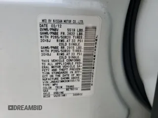 2012 Infiniti FX with VIN JN8AS1MW3CM155176, listed as a Copart auction lot 58963955 with 163,467 mi miles and Clean title. Bid and sale history available at DreamBid. Image 13.