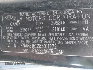 2008 Kia Spectra with VIN KNAFE161285011272, listed as a IAAI auction lot 42303490 with 177,800 mi miles and . Bid and sale history available at DreamBid. Image 9.