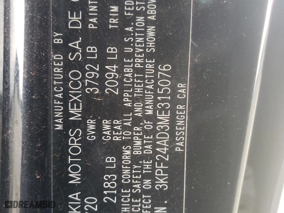 2021 Kia Forte FE with VIN 3KPF24AD3ME315076, listed as a Copart auction lot 43366525 with 78,880 mi miles and Salvage Title. Bid and sale history available at carsss.com. Image 14.