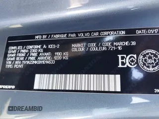 2017 Volvo S90 Momentum with VIN YV1A22MK0H1014633, listed as a IAAI auction lot 41266677 with 46,470 mi miles. Bid and sale history available at carsss.com. Image 9.