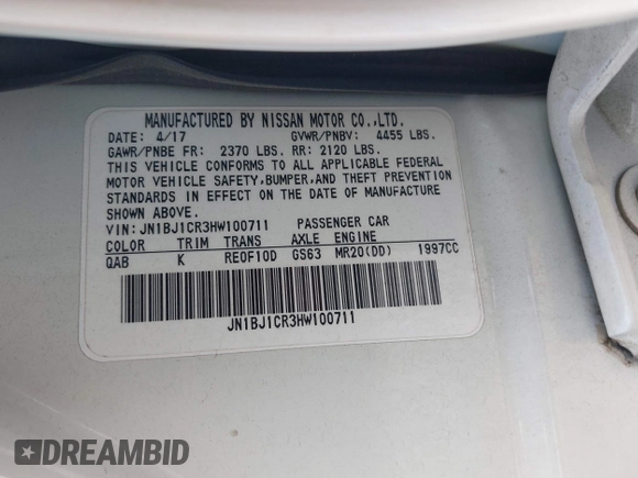 2017 Nissan Rogue SV with VIN JN1BJ1CR3HW100711, listed as a IAAI auction lot 42157090 with 106,067 mi miles and . Bid and sale history available at DreamBid. Image 9.