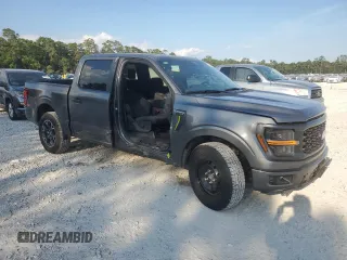 2024 Ford F-150 STX with VIN 1FTEW2K54RKE81302, listed as a Copart auction lot 72587334 with 2,555 mi miles and Salvage Title. Bid and sale history available at carsss.com. Image 4.
