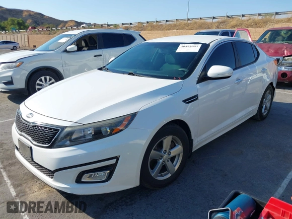 2015 Kia Optima LX with VIN 5XXGM4A71FG402624, listed as a IAAI auction lot 40493003 with 100,237 mi miles. Bid and sale history available at carsss.com. Image 2.