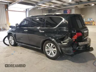 2015 Infiniti QX80 with VIN JN8AZ2NE7F9080402, listed as a Copart auction lot 52141295 with 0 mi miles and Salvage Title. Bid and sale history available at carsss.com. Image 2.