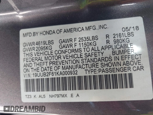 2019 Acura TLX w/A-Spec Pkg z VIN 19UUB2F61KA000932, wystawiony jako IAAI lot #42164064 z przebiegiem 79 080 mil mil oraz . Historia ofert i sprzedaży dostępna na DreamBid. Obrazek 9.