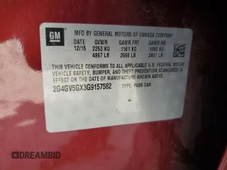 2016 Buick Regal GS with VIN 2G4GV5GX3G9157582, listed as a Copart auction lot 68622714 with 111,842 mi miles and Salvage Title. Bid and sale history available at DreamBid. Image 12.