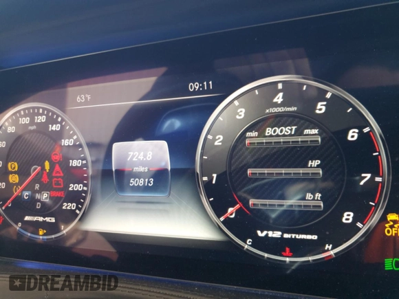 2019 Mercedes-Benz S with VIN WDDUG7KBXKA424017, listed as a Copart auction lot 47833615 with 50,813 mi miles and Salvage Title. Bid and sale history available at DreamBid. Image 9.