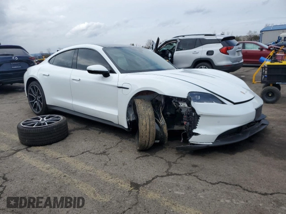 2025 Porsche Taycan with VIN WP0AA2Y18SSA09226, listed as a Copart auction lot 51801615 with 15,533 mi miles and Salvage title. Bid and sale history available at DreamBid. Image 4.