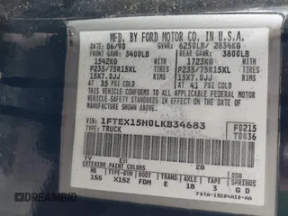 1990 Ford F-150 with VIN 1FTEX15H0LKB34683, listed as a IAAI auction lot 41468440 with 23,706 mi miles. Bid and sale history available at carsss.com. Image 9.