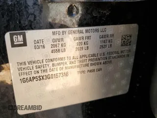 2016 Cadillac CTS RWD with VIN 1G6AP5SX3G0157316, listed as a Copart auction lot 69514114 with 77,934 mi miles and Salvage title. Bid and sale history available at DreamBid. Image 12.