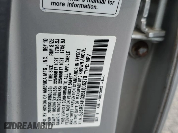 2011 Honda CR-V LX with VIN 5J6RE4H33BL006370, listed as a Copart auction lot 61247725 with 81,903 mi miles and Salvage title. Bid and sale history available at DreamBid. Image 13.