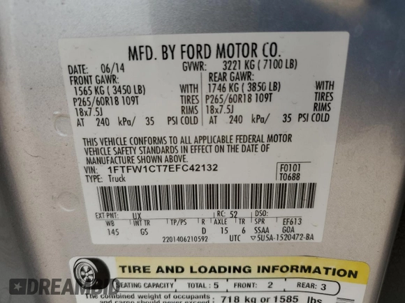 2014 Ford F-150 XL with VIN 1FTFW1CT7EFC42132, listed as a Copart auction lot 83852464 with 90,788 mi miles and Salvage Title. Bid and sale history available at carsss.com. Image 12.