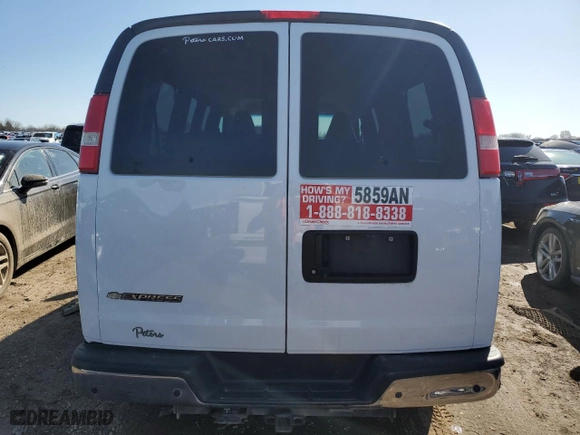 2018 Chevrolet Express Passenger LS with VIN 1GAWGEFG9J1342056, listed as a Copart auction lot 48399935 with 107,758 mi miles and Clean Title. Bid and sale history available at carsss.com. Image 6.