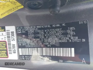 2013 Toyota Sienna XLE AAS с VIN 5TDYK3DC4DS335199, выставлен на аукционе IAAI как лот 42464627 с пробегом 163 269 миль миль и . История ставок и продаж доступна на DreamBid. Изображение 9.