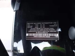 2023 McLaren Artura z VIN SBM16AEA4PW001449, wystawiony jako IAAI lot #41347791 z przebiegiem 4703 mil mil oraz . Historia ofert i sprzedaży dostępna na DreamBid. Obrazek 9.