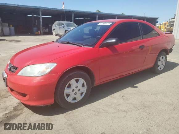 2005 Honda Civic Cpe VP SSRS with VIN 1HGEM223X5L011561, listed as a Copart auction lot 71584684 with 253,296 mi miles and Salvage Title. Bid and sale history available at carsss.com. Image 1.
