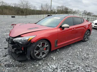 2020 Kia Stinger GT1 with VIN KNAE45LC6L6082408, listed as a Copart auction lot 87457524 with 84,510 mi miles and Salvage Title. Bid and sale history available at carsss.com. Image 1.