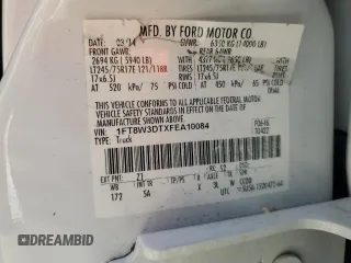 2015 Ford F-350 Lariat with VIN 1FT8W3DTXFEA10084, listed as a Copart auction lot 56049975 with Not provided miles and Salvage title. Bid and sale history available at DreamBid. Image 12.