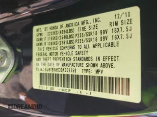 2011 Acura RDX Technology z VIN 5J8TB1H53BA003759, wystawiony jako IAAI lot #42625865 z przebiegiem 198 946 mil mil oraz . Historia ofert i sprzedaży dostępna na DreamBid. Obrazek 9.
