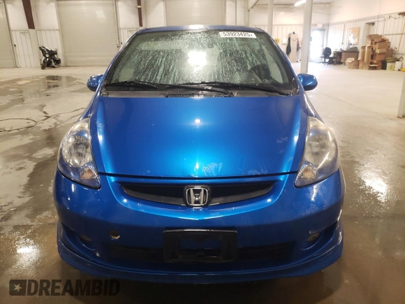 2007 Honda Fit Sport with VIN JHMGD38607S050939, listed as a Copart auction lot 53923425 with 184,416 mi miles and Clean Title. Bid and sale history available at carsss.com. Image 5.