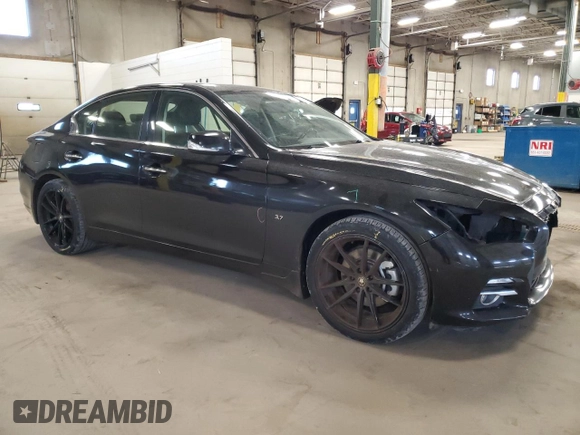 2014 Infiniti Q50 Premium with VIN JN1BV7ARXEM695977, listed as a Copart auction lot 52209795 with 100,700 mi miles and Salvage Title. Bid and sale history available at DreamBid. Image 4.