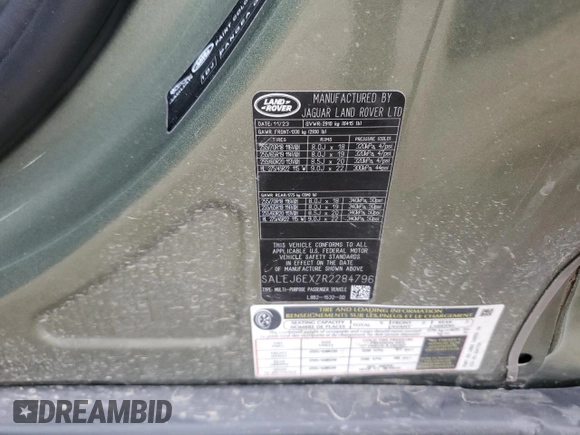 2024 Land Rover Defender S with VIN SALEJ6EX7R2284796, listed as a Copart auction lot 80064294 with 14,855 mi miles and Clean title. Bid and sale history available at DreamBid. Image 13.