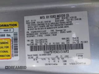 2019 Ford Mustang EcoBoost with VIN 1FA6P8TH5K5151692, listed as a IAAI auction lot 41414802 with 72,793 mi miles and . Bid and sale history available at carsss.com. Image 9.