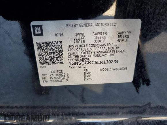 2020 Chevrolet Suburban LS with VIN 1GNSCGKC5LR130234, listed as a Copart auction lot 64139325 with 88,332 mi miles and Clean title. Bid and sale history available at DreamBid. Image 13.