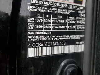 2007 Mercedes-Benz R 3.5L with VIN 4JGCB65E07A056681, listed as a Copart auction lot 74299984 with 181,529 mi miles and Salvage Title. Bid and sale history available at carsss.com. Image 13.