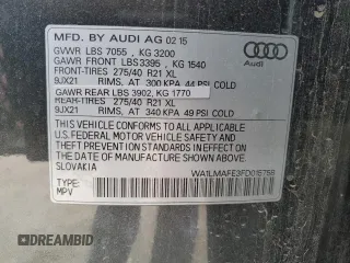 2015 Audi Q7 Premium Plus z VIN WA1LMAFE3FD015758, wystawiony jako Copart lot #48717595 z przebiegiem 139 096 mil mil oraz Szkoda całkowita • Salvage title. Historia ofert i sprzedaży dostępna na DreamBid. Obrazek 13.