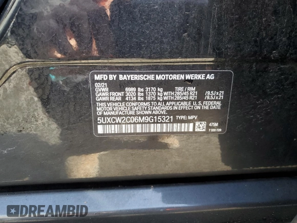 2021 BMW X7 xDrive40i z VIN 5UXCW2C06M9G15321, wystawiony jako Copart lot #46824665 z przebiegiem Nie podano mil oraz Szkoda całkowita • Salvage title. Historia ofert i sprzedaży dostępna na DreamBid. Obrazek 15.