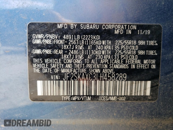 2020 Subaru Forester Touring with VIN JF2SKAXC3LH458289, listed as a Copart auction lot 51945655 with 80,528 mi miles and Salvage Title. Bid and sale history available at carsss.com. Image 14.