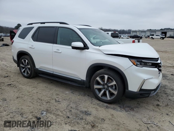 2025 Honda Pilot Elite with VIN 5FNYG1H82SB058680, listed as a Copart auction lot 42996425 with 9,890 mi miles and Salvage Title. Bid and sale history available at DreamBid. Image 4.